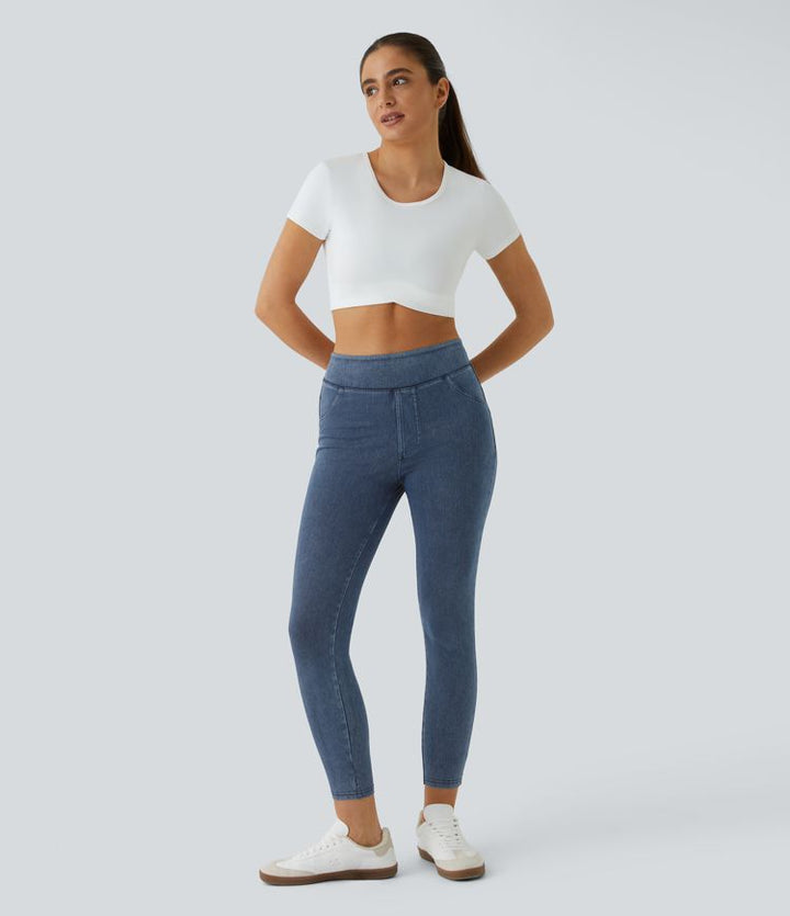 Stretch Denim Jeggings with High Waist