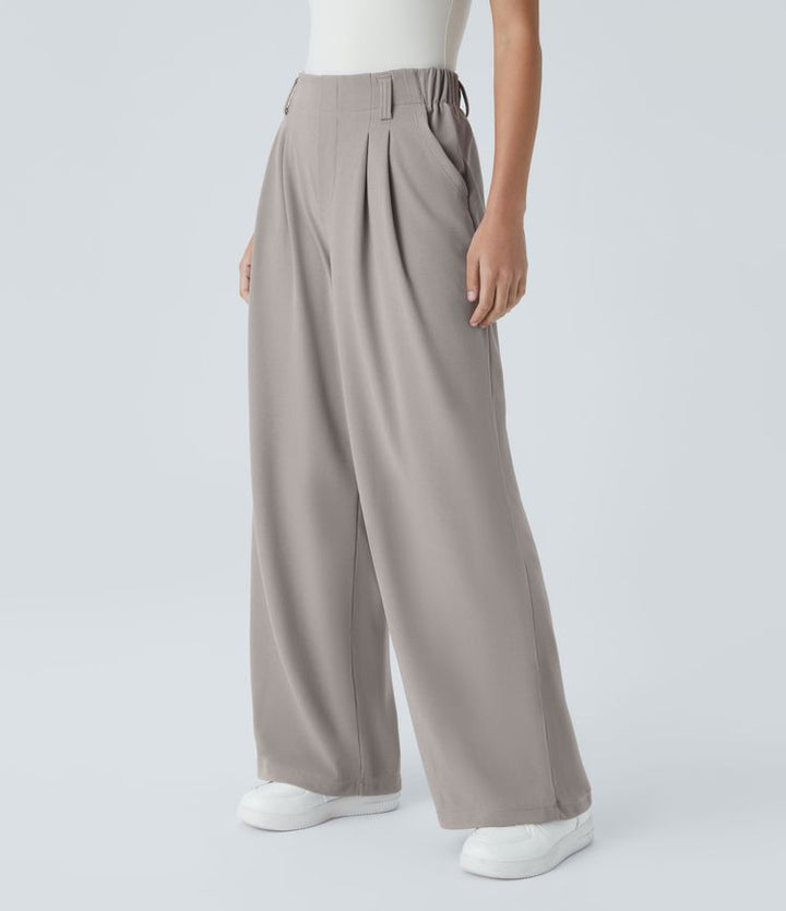 Stretchy High-Waist Waffle Pants