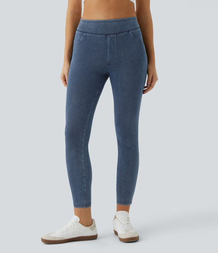 Stretch Denim Jeggings with High Waist