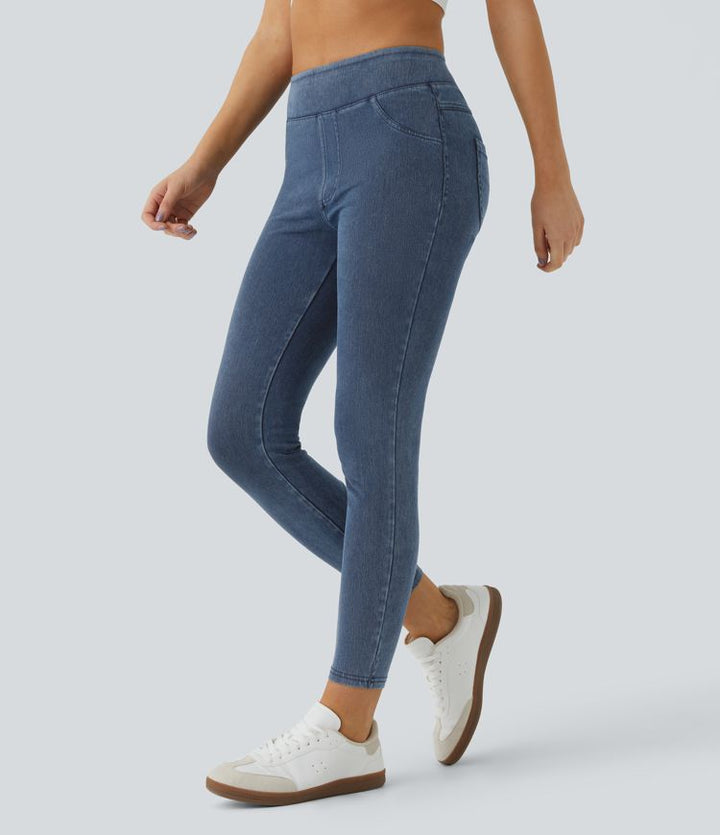 Stretch Denim Jeggings with High Waist