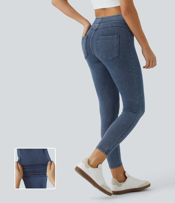 Stretch Denim Jeggings with High Waist