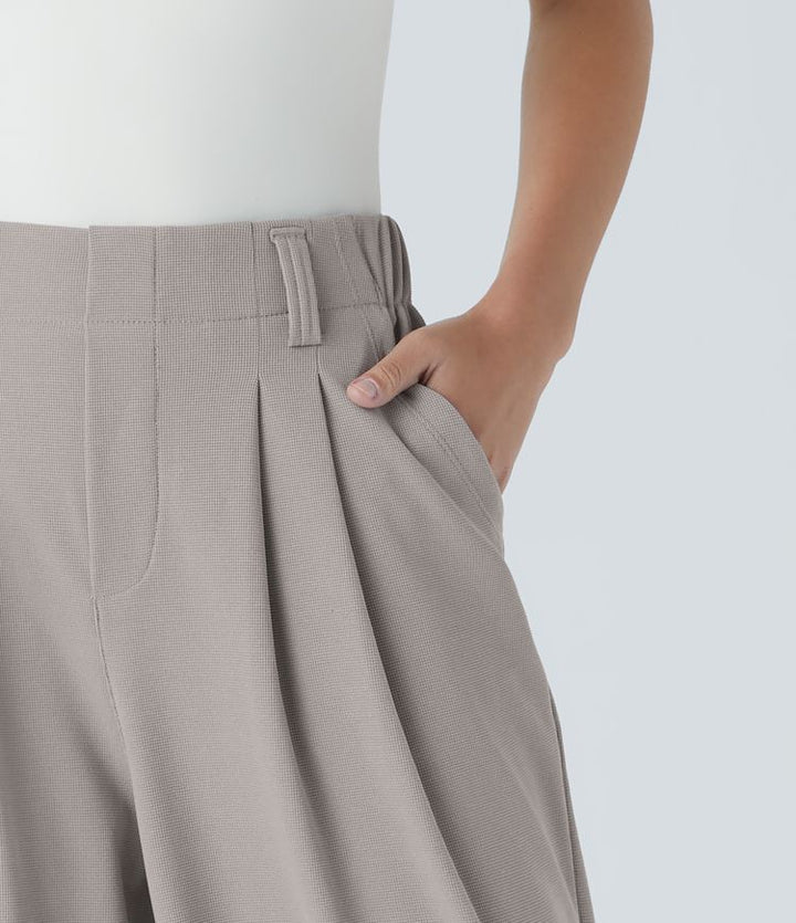 Stretchy High-Waist Waffle Pants