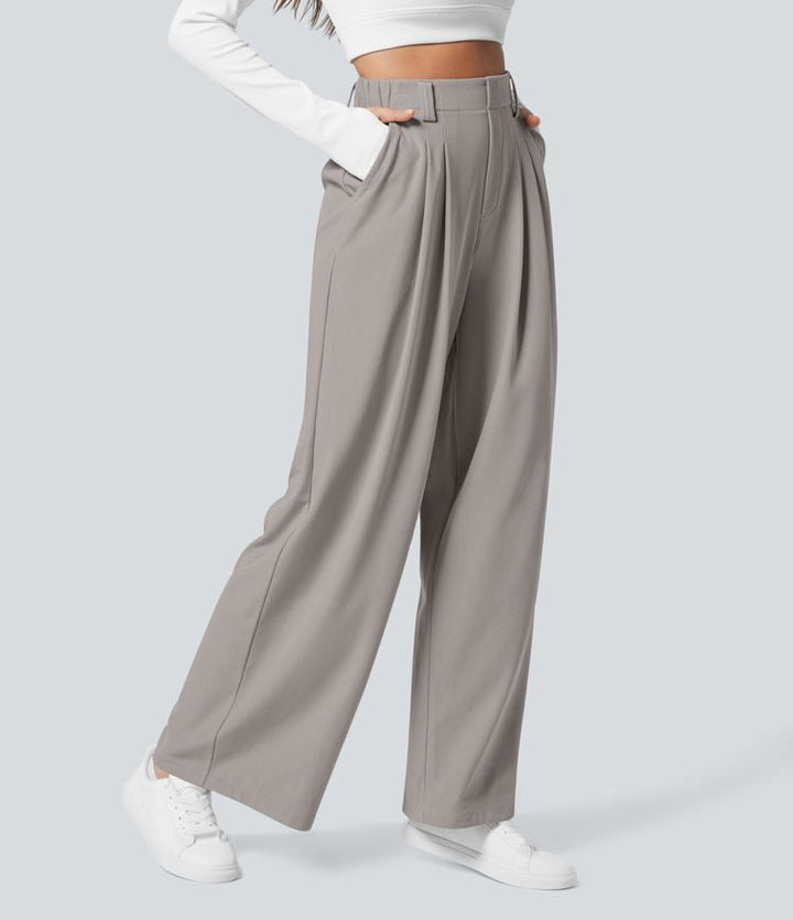 Stretchy High-Waist Waffle Pants
